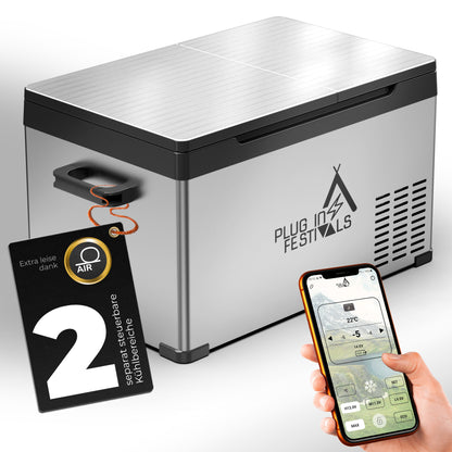 DUAL IceCube Plug-in Festivals Kompressorkühlbox 2 Kühlbereiche mit App-Steuerung
