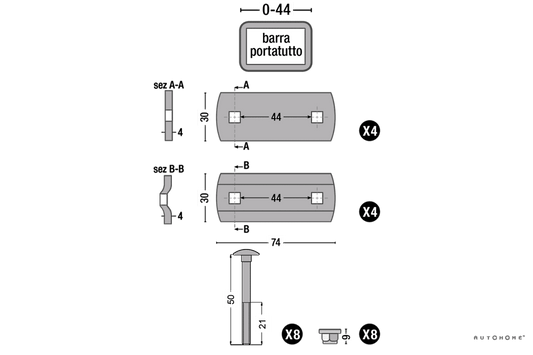 Autohome Dachzelt-Befestigungsset